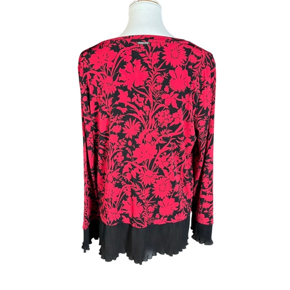 Michael Kors Women's Red And Black Floral Raspberry Tunic Top XL - Picture 3 of 11